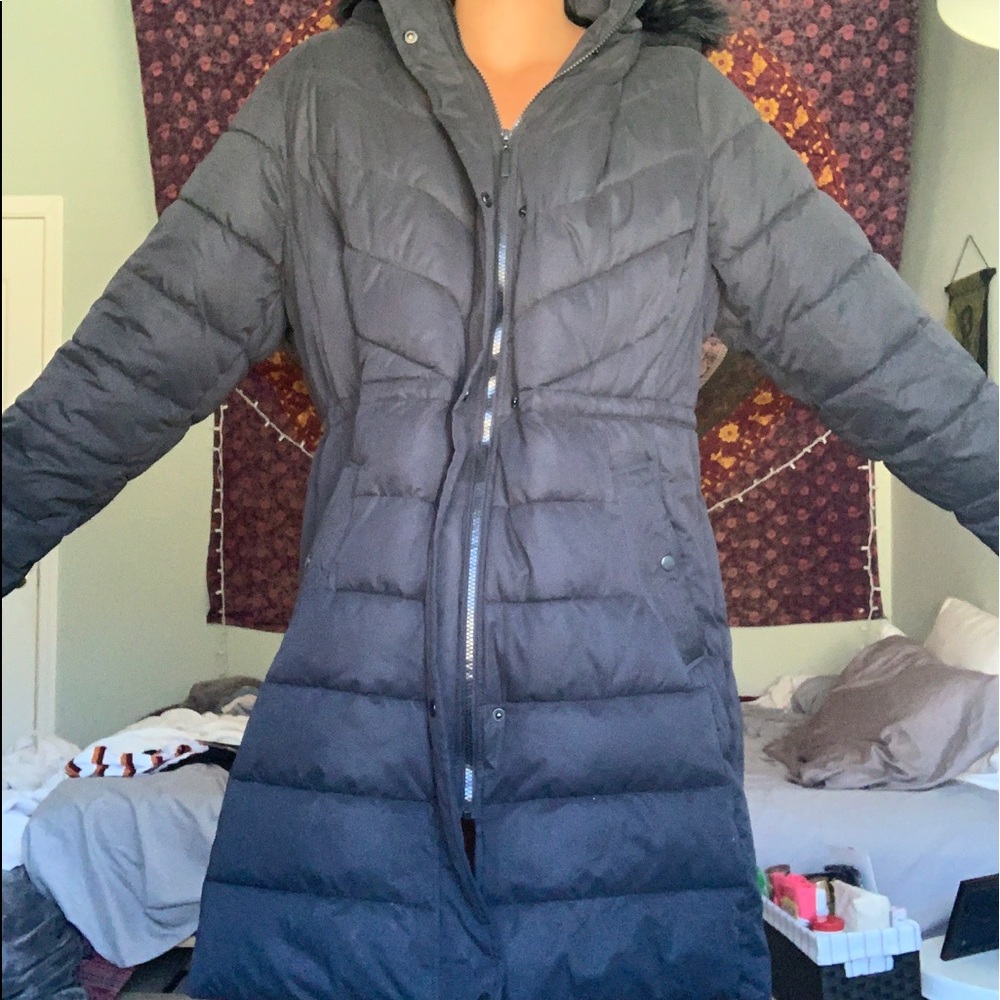 Black Faux Fur Winter Parka Plus Size